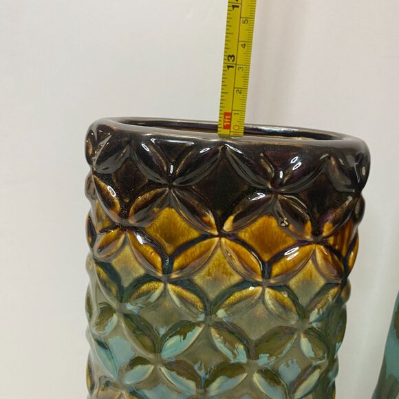 Kirkland's Tall Ceramic Decorative Vases Set Of 2 - Teal & Brown Gradient - Picture 10 of 10